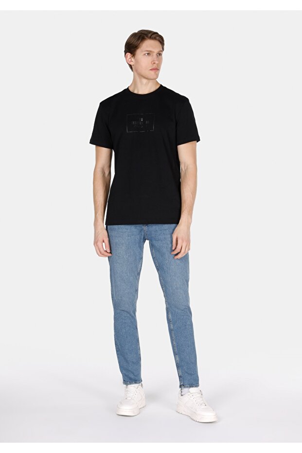 067 Jack Regular Fit Mid Waist Shrinkable Leg Men's Blue Jean Trousers