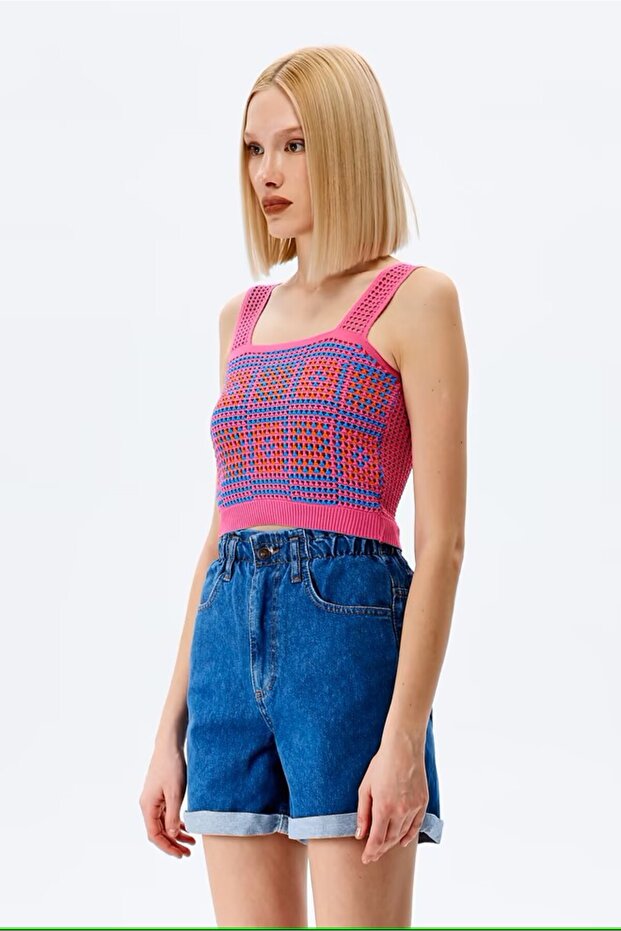 PEMBE ÖRGÜ CROP TOP - 5