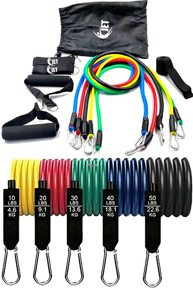 11 Pcs Resistance Rubber Set 68 kg Strength Resistance Muscle Developer Power Band with Door Pull Apparatus