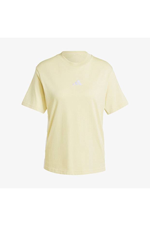 Essentials 3 Stripes Cotton Kadın Sarı T-Shirt - 4