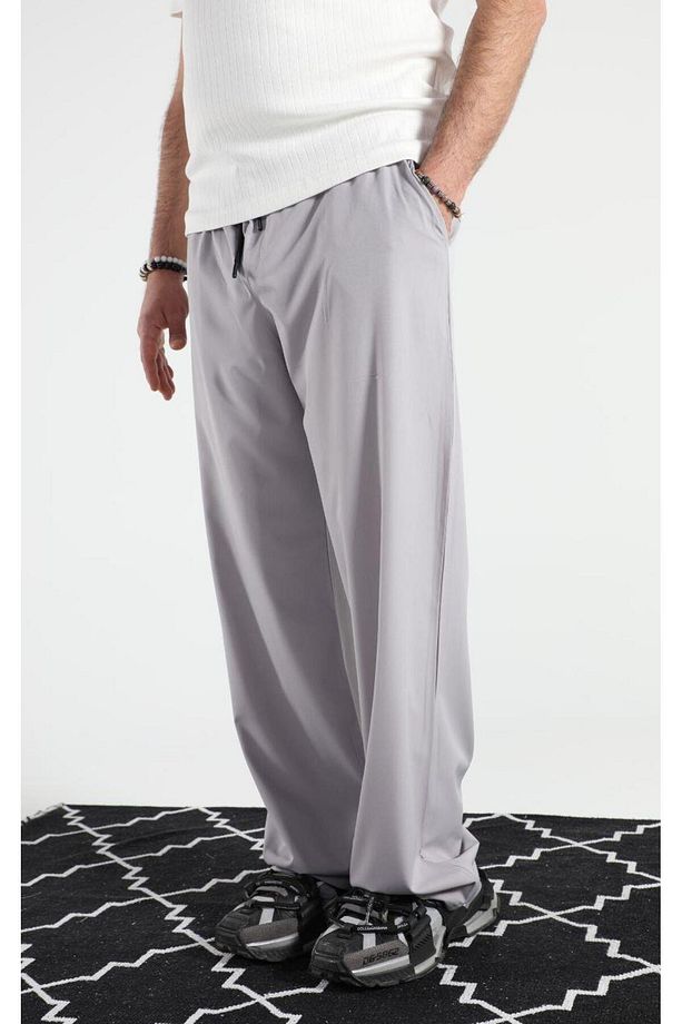 Gri Basic Baggy Pantolon - 1