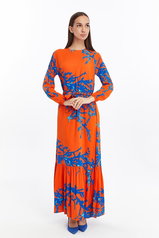 فستان دال منقوش بطيات - 2