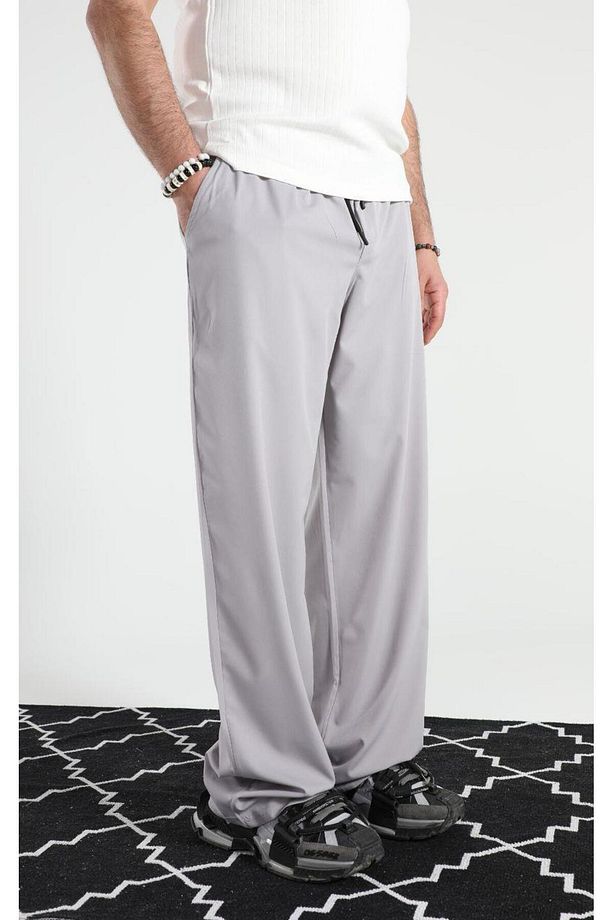 Gri Basic Baggy Pantolon - 3