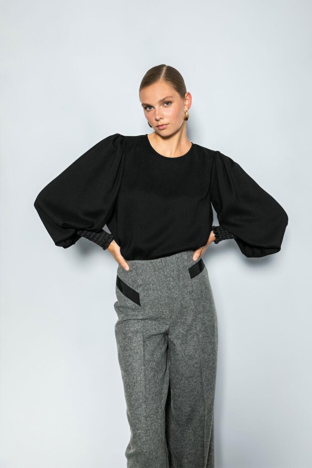 ELASTİK BALON KOL BLUZ 25W10620 - 1