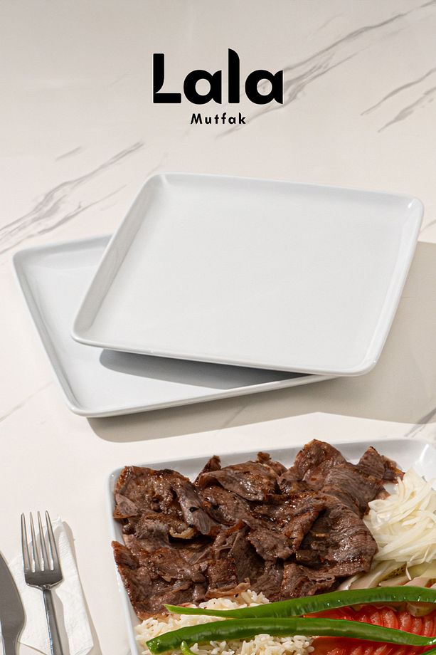 Gözde Kare Servis Tabak 3'lü Set (26 CM - ŞIK, DAYANIKLI, YEMEK VE SUNUM TABAĞI) - 3