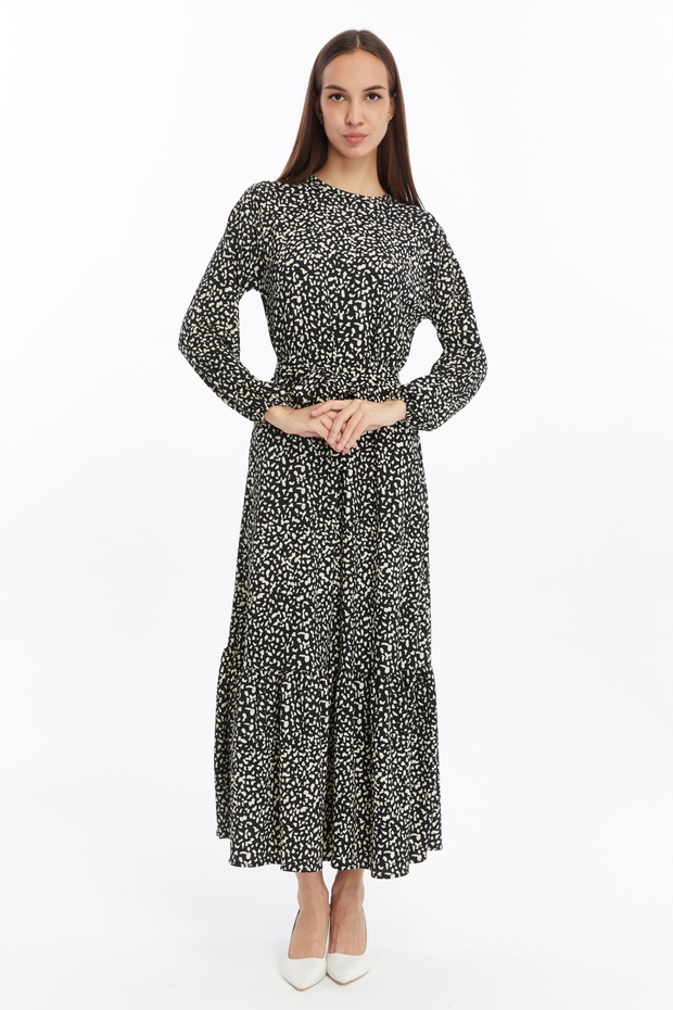 SİYAH DESENLİ ELBİSE - 1