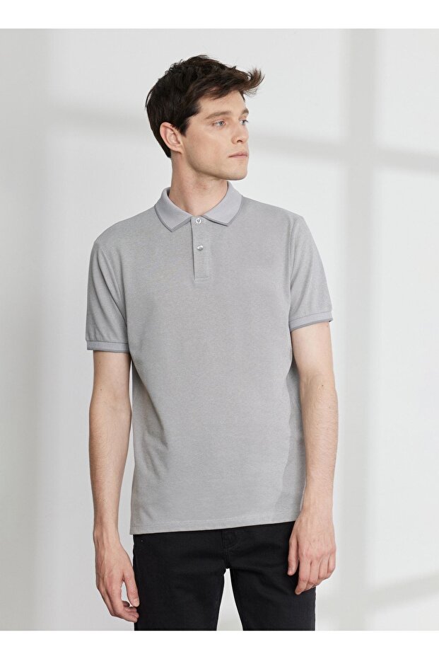 Polo Neck Gray - White Men's T-Shirt 4A 9000000003