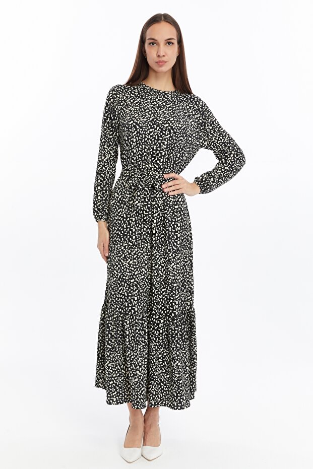 SİYAH DESENLİ ELBİSE - 2