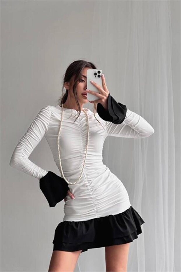 γυναικείο μίνι φόρεμα μπλούζα Με σούρες DPDF024 - 5