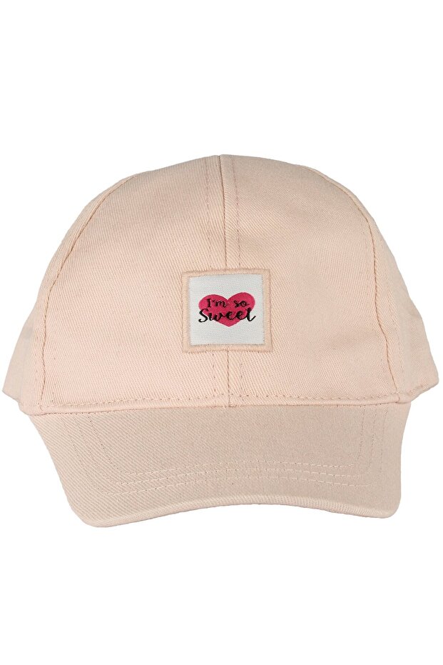 Girl's Powder Heart Embroidered Hat 1-3 Years