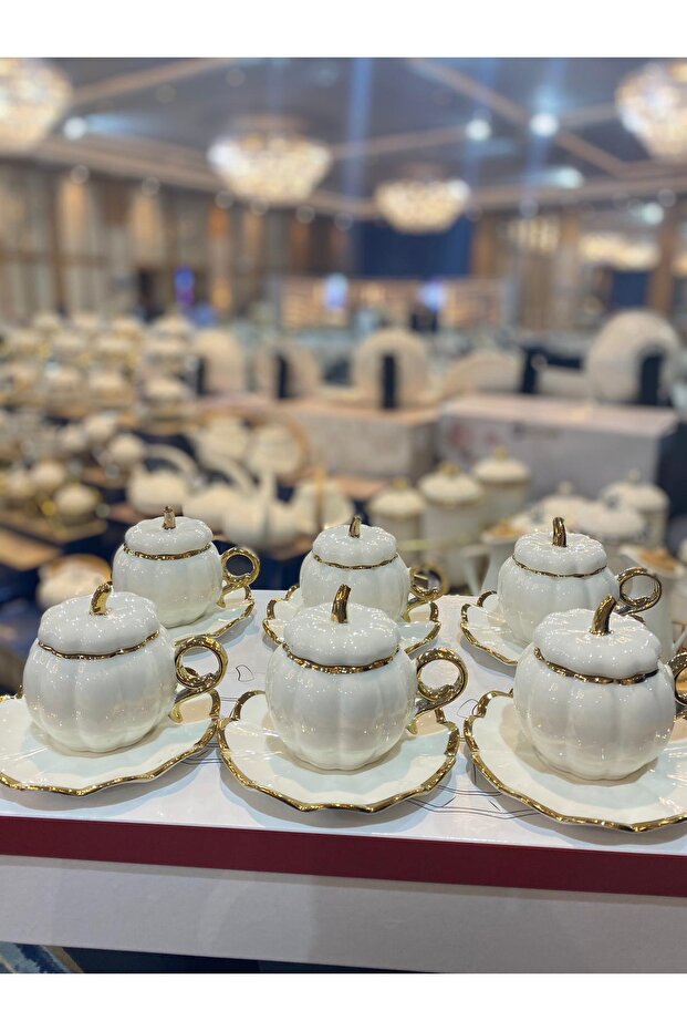 White Pumpkin Cup Set - with Lid - 4