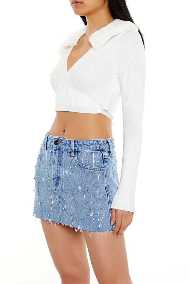 Suni Kürk Detaylı Bluz - 4