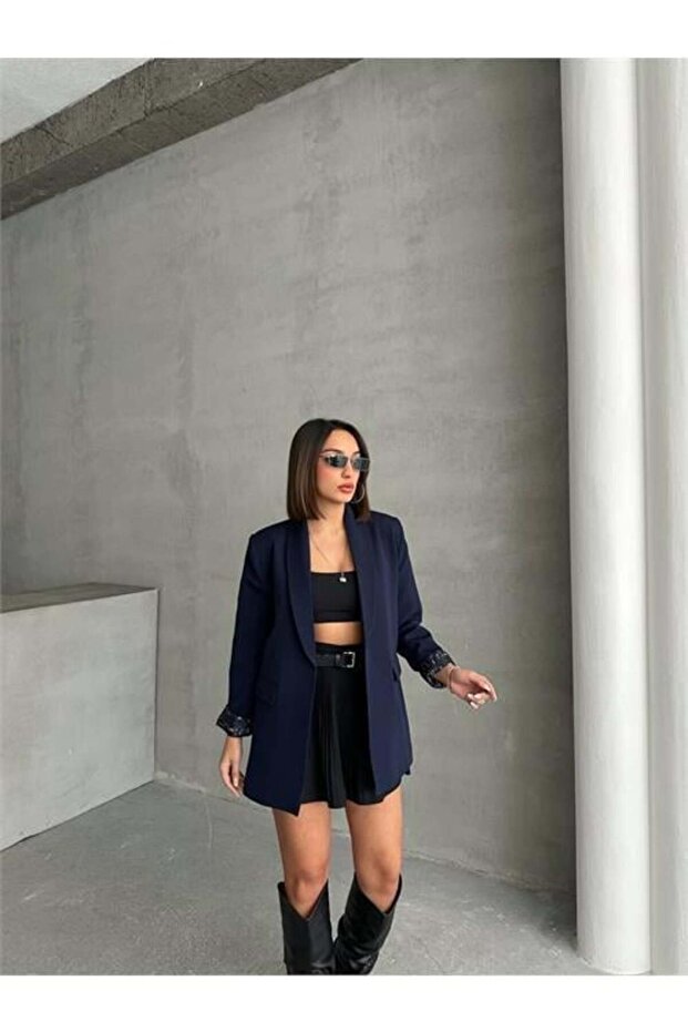 Dipmoda Women's Lined Leopard Patterned Blazer Jacket Dpg071 - 1