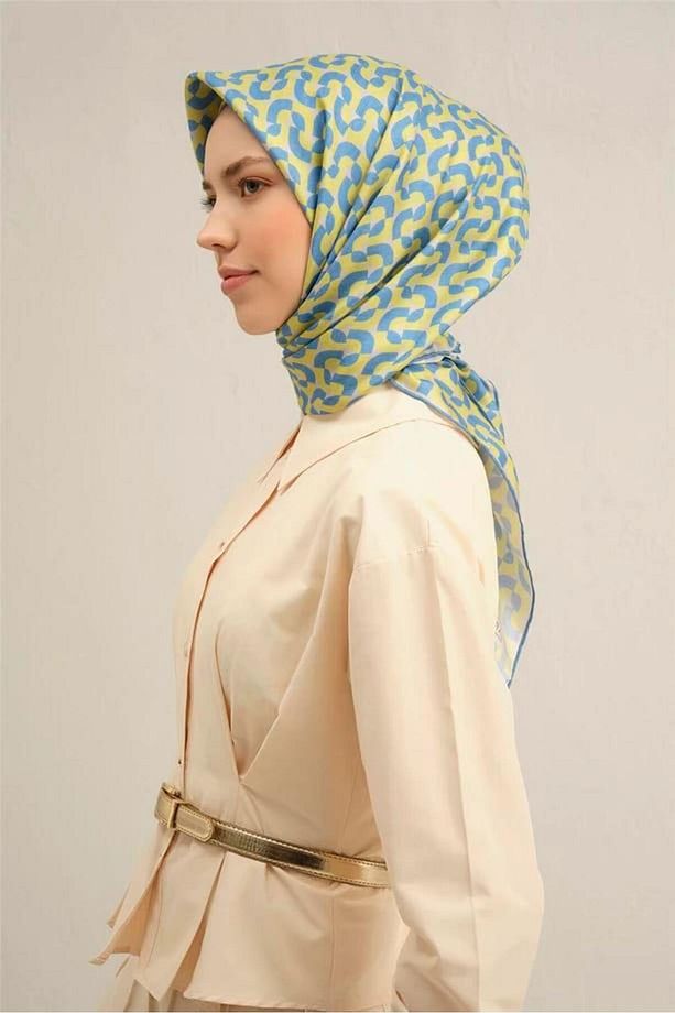 ARMİNE DESENLİ SAF İPEK TWİLL EŞARP 9321D - 2