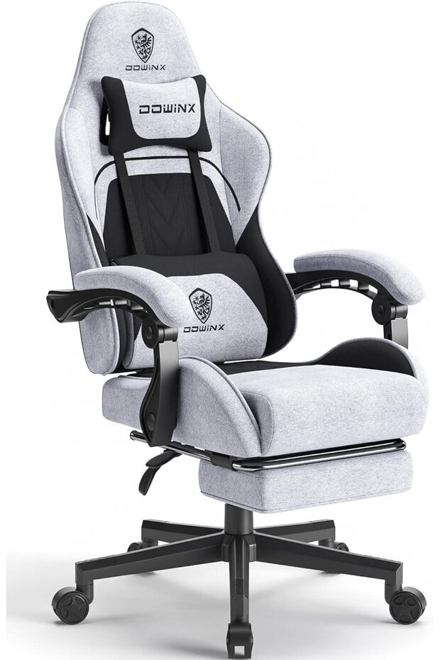 Dowinx LS 6658B Ergonomic High Back Gaming Chair with Lumber Support - Black and Grey