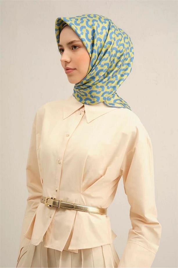 ARMİNE DESENLİ SAF İPEK TWİLL EŞARP 9321D - 1