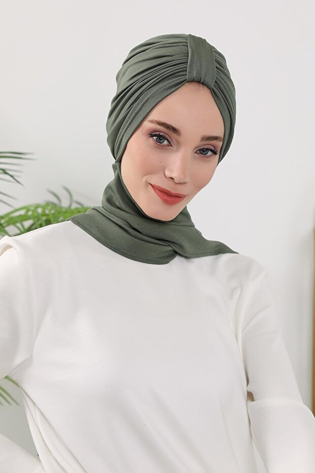Winter Scarf Turban, Khaki, B-80O