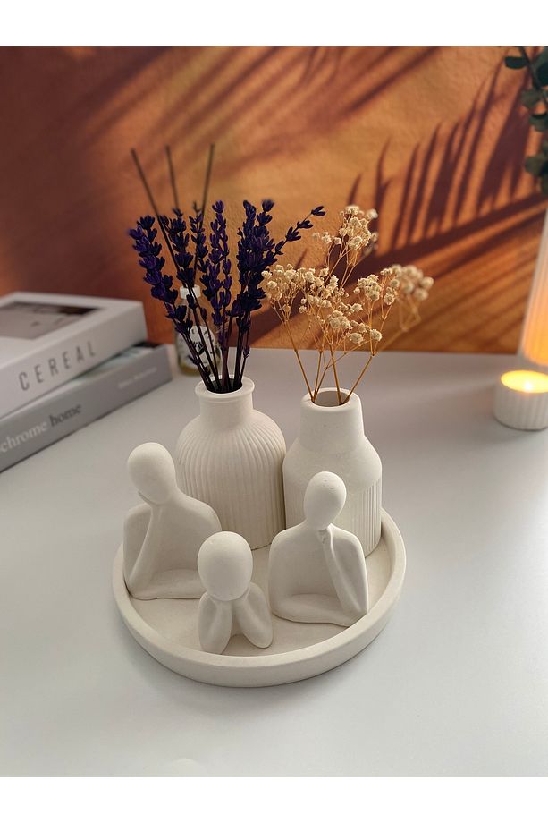 Vazo Setli Üçlü Aile Obje Biblo Tabaklı Set - 3