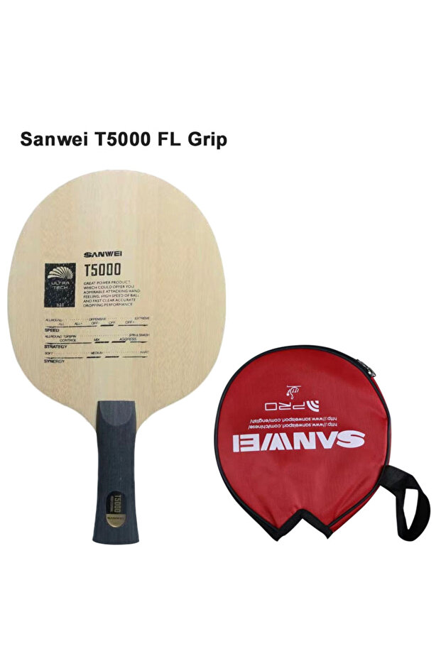 FL Grip (long) Original Sanwei T5000 Table Tennis Blade 5 Wood 2 Carbon Entry Intermediate Ping Pong