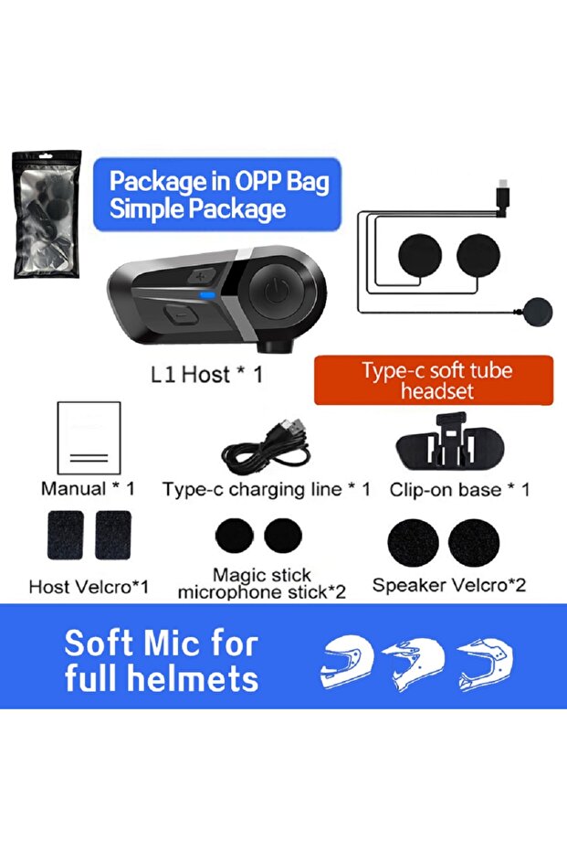 Soft Mic OPP package Bluetooth 5.3 Helmet Headset Wireless Hands-free Call Phone Kit Motorcycle Wate
