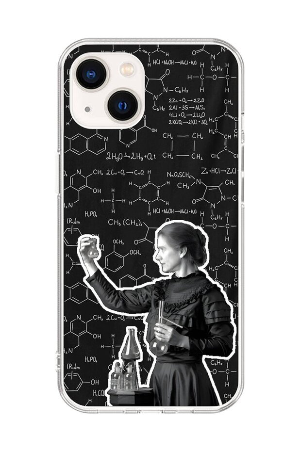 حافظة شفافة متوافقة مع هاتف iPhone 14 Plus بتصميم ماري كوري