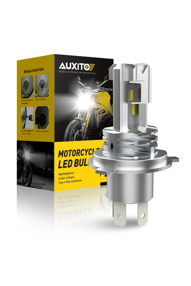 H4 6000K White AUXITO 1Pcs H4 LED Headlight Bulb CSP Fanless for Car Motorcycle H4 9003 HB2 LED Hi/L