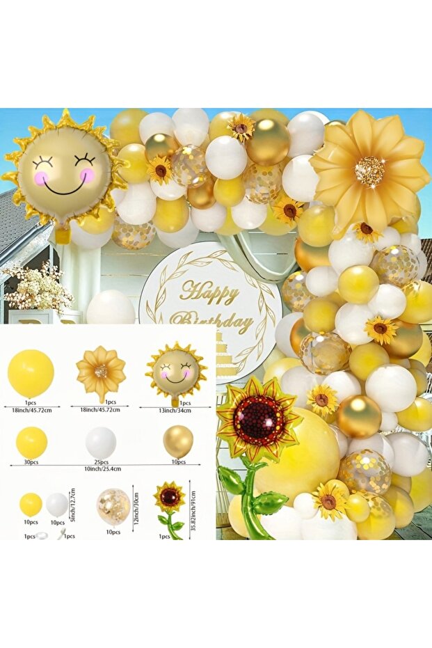 Other MULTI 101PCS Sunflower Yellow Balloon Garland Set Is Perfect for Birthday, Anniversary, Weddin