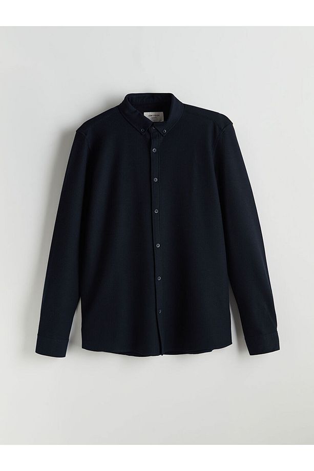 LCW Slim Fit Uzun Kollu Erkek Dokulu Gömlek - 1