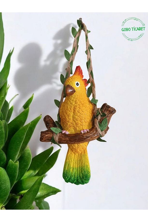 GoboTicaret 3 Adet Dekoratif Sallanan Duvar ve Bahçe Süsü Kuş Biblo Farklı Renk Seçenekleri 13*9 cm - 4