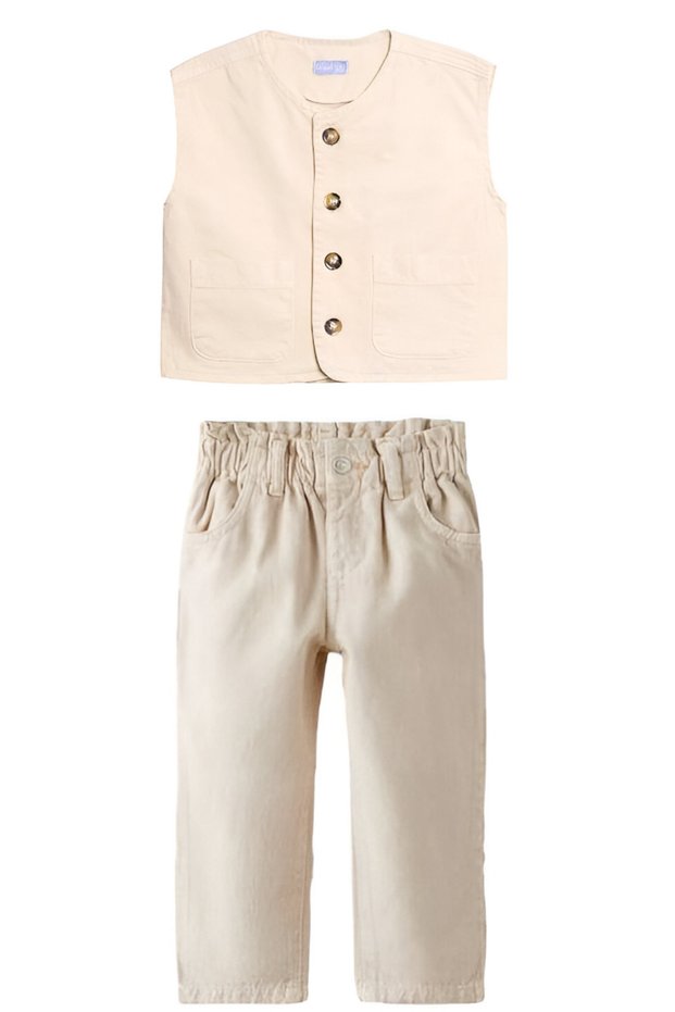 New Season Unisex Kids Denim Vest Pants Set
