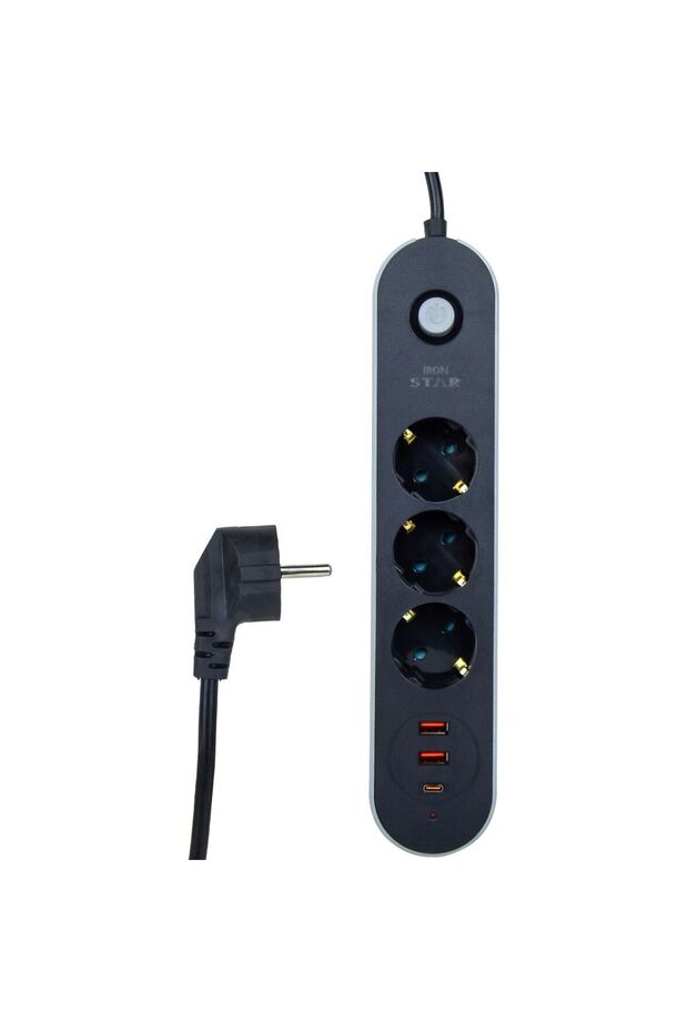 2MT 2xUSB 1xTYPE-C AKIM KORUMALI PRİZ 3'LÜ (YÜKSEK AKIM 'A KARŞI KORUYUCU DEVRE) - 2