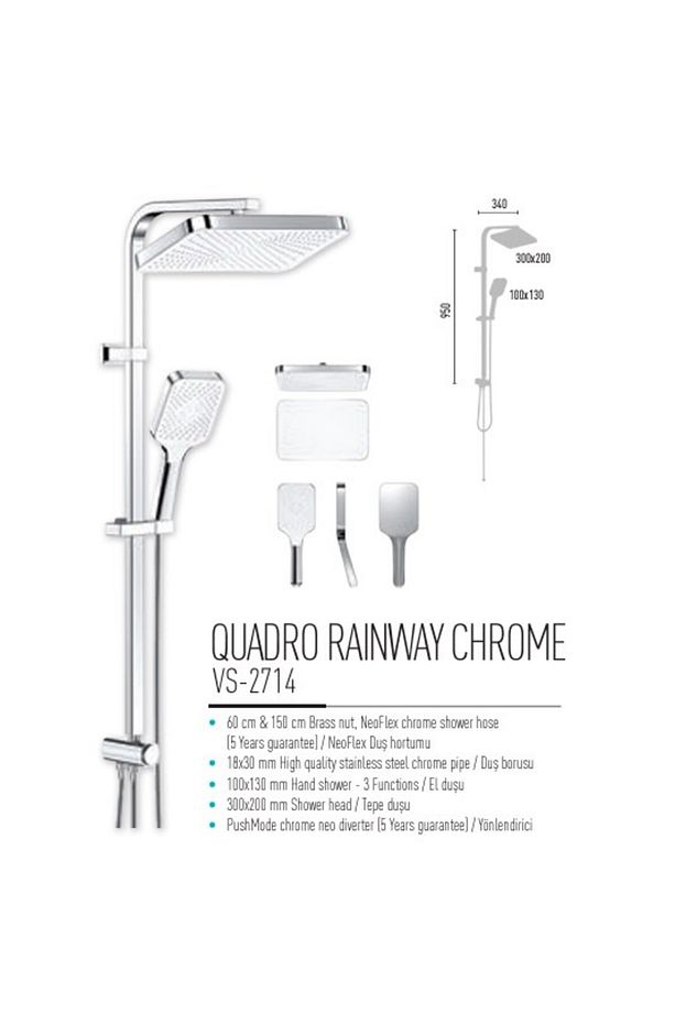 QUADRO RAİNWAY CHROME ROBOT DUŞ SETİ - 1