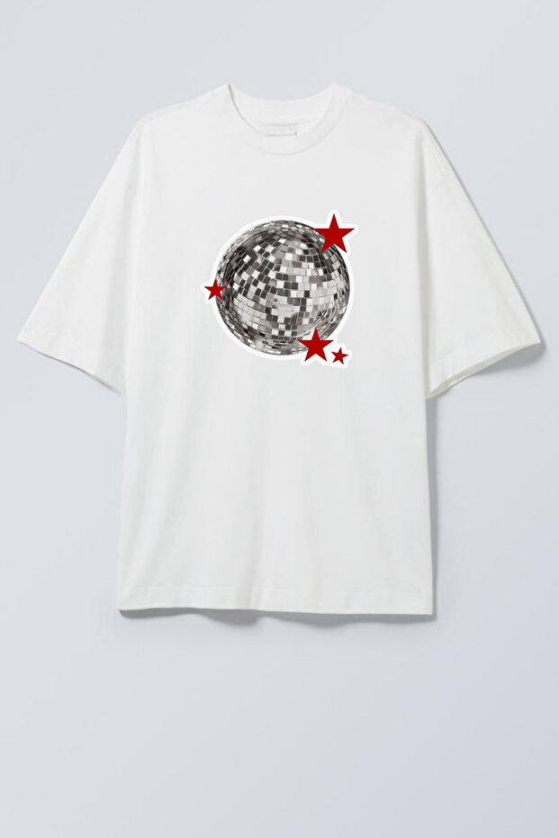 Disco Ball Printed Oversize T-Shirt