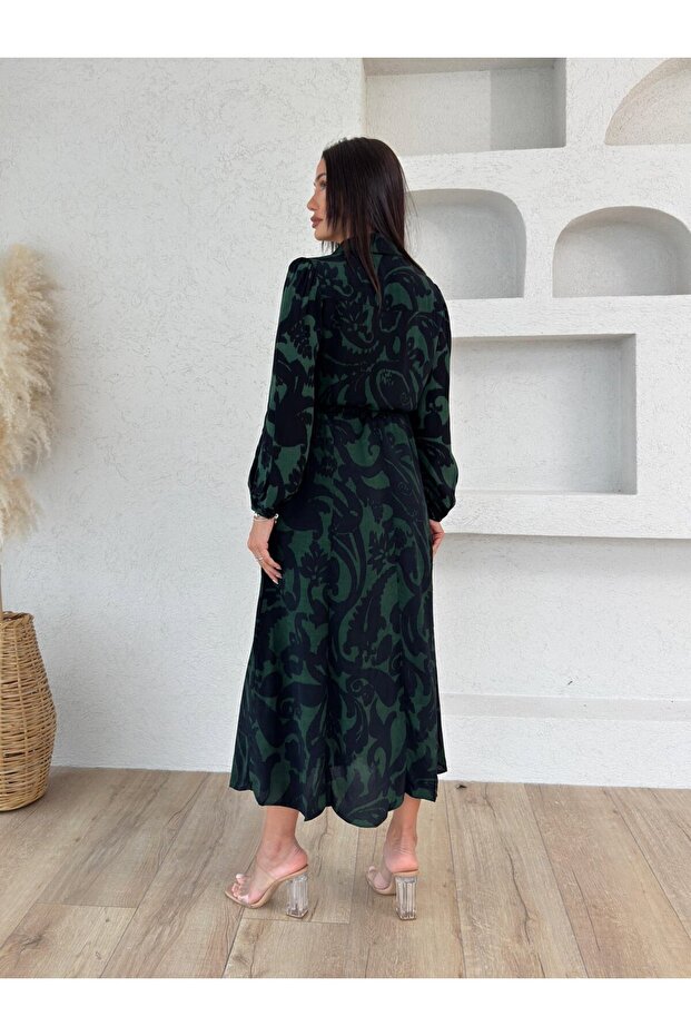 DESENLİ MİDİ ELBİSE - 2