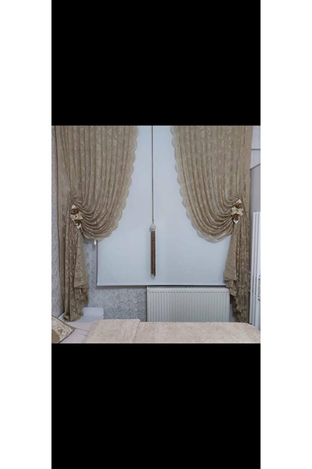 Tulle Fon Damaks Patterned Milk Brown Set