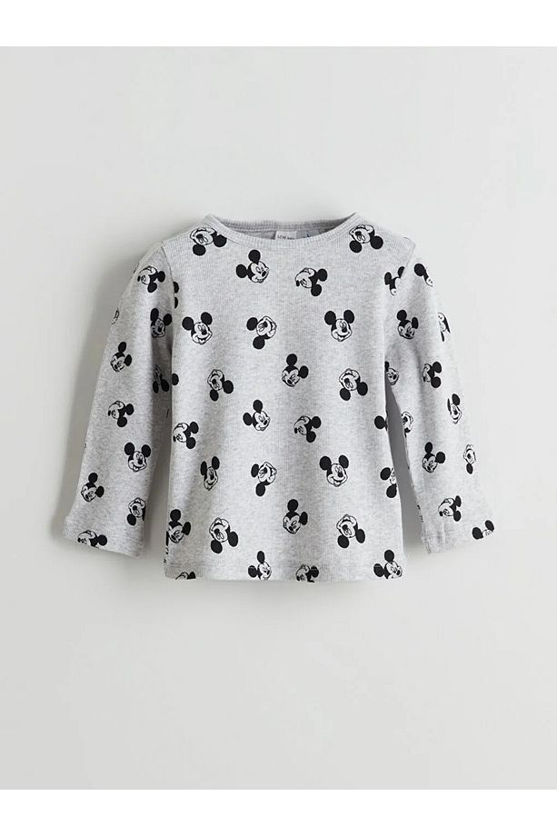 Gri Mickey Mouse Baskılı Erkek Bebek Pijama Takımı - 2