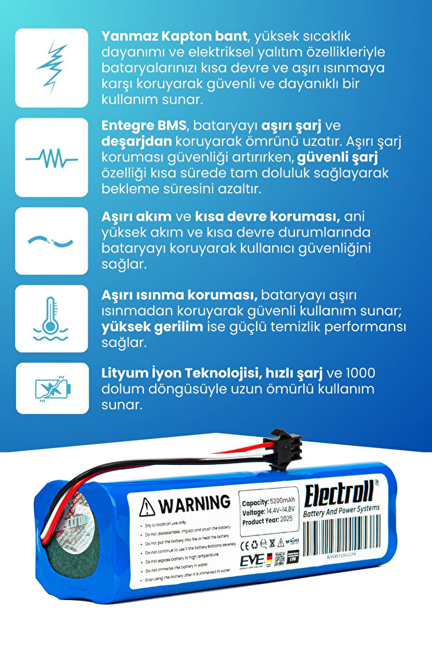 Lydsto R1 Compatible Battery (Original Capacity) 5200Mah Battery Smart Robot Vacuum Cleaner Battery Replacement - 3