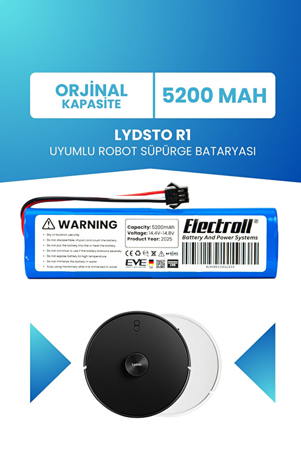 Lydsto R1 Compatible Battery (Original Capacity) 5200Mah Battery Smart Robot Vacuum Cleaner Battery Replacement - 1
