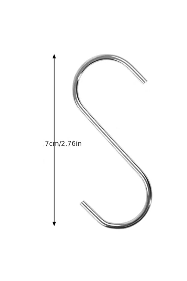10pcs 7cm G1797B 10pcs Stainless Steel S Shaped Hook Kitchen Bathroom Clothing Hooks Multi-functiona