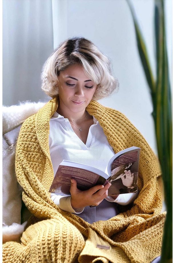 Rebecca Triko Örgü Yumuşak Yatak Örtüsü, Koltuk Örtüsü - 5