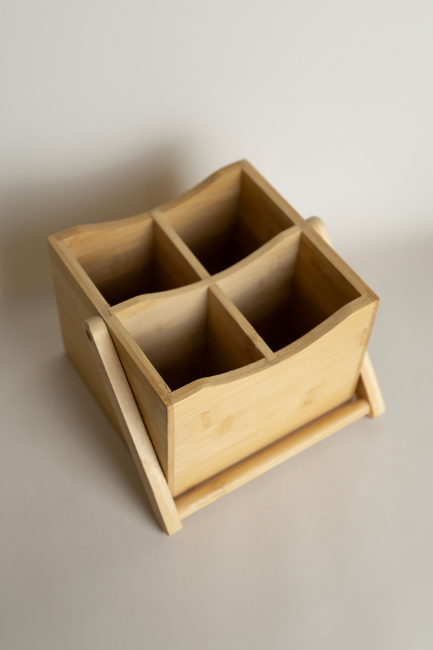 4 Compartment Root Bamboo Square Sampler 5417 - 4