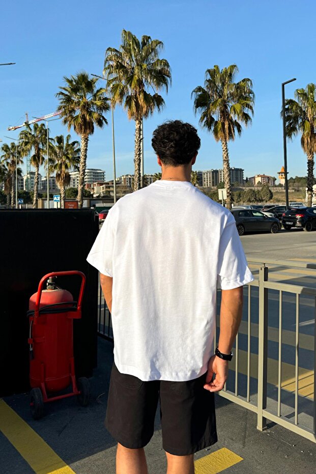 Basic Oversize Tişört Beyaz - 3