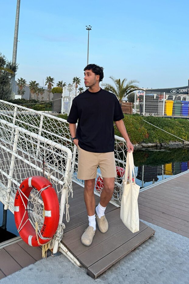 Basic Oversize Tişört Siyah - 2