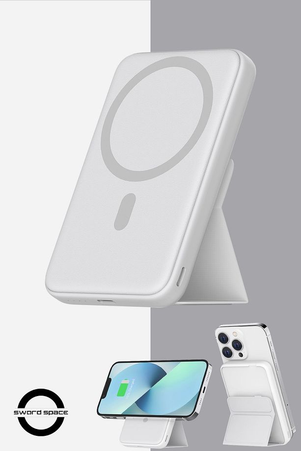 Magsafe Powerbank 7000mah 20w Hızlı Şarj Standlı Ve Taşınabilir Iphone Ve Android Uyumlu - 1