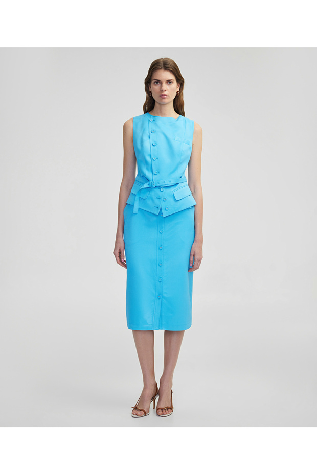 Çift kemer efektli yelek - 6