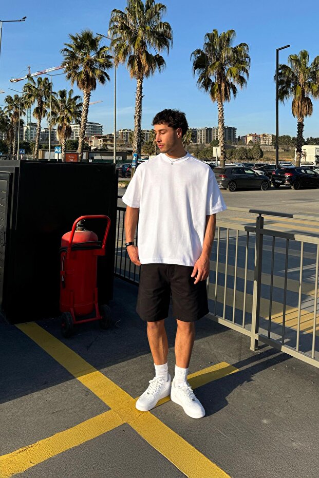 Basic Oversize Tişört Beyaz - 2