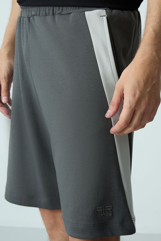 Haki Pamuklu Kalın Yumuşak Dokulu Standart Fit Basic Erkek Şort  - 81280 - 6