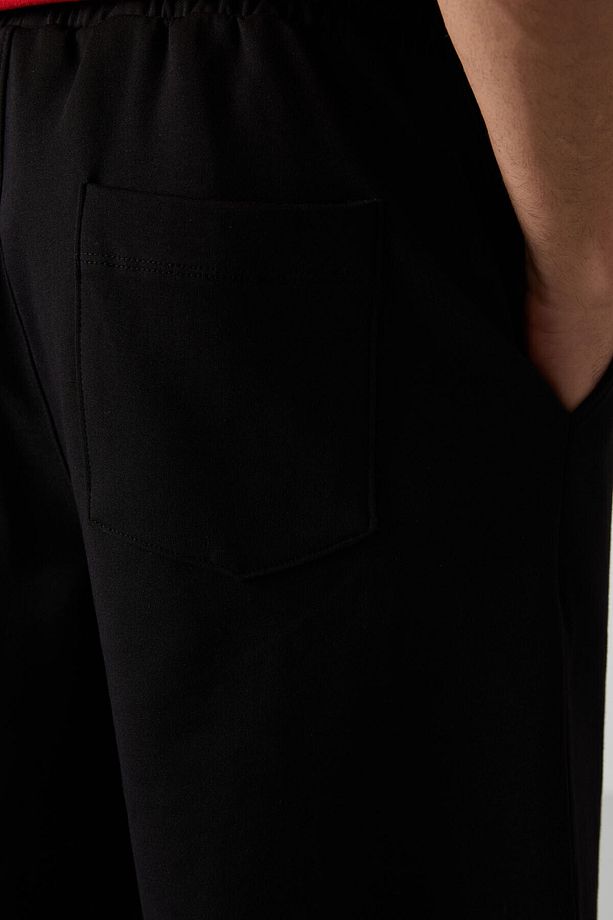 Siyah Pamuklu Kalın Yumuşak Dokulu Comfort Fit Basic Erkek Şort - 81274 - 5