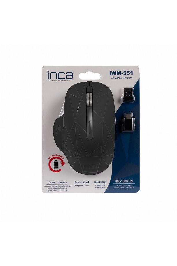 IWM551 Kablosuz USB Type C Şarj Edilebilir 1600 DPI RGB Mouse - 8