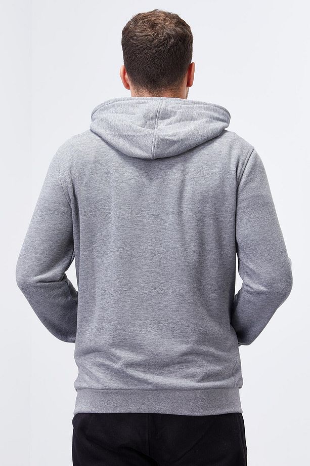 Gri Melanj Kanguru Cep Standart Kalıp Kapüşonlu Erkek Sweatshirt - 87872 - 8